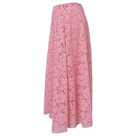 Valentino Garavani-Gonna midi in pizzo cordonato Valentino in cotone rosa-Marrone,Rosa