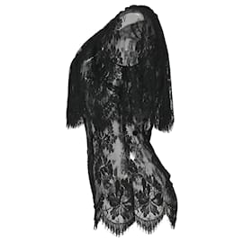 Dolce & Gabbana-Dolce & Gabbana Lace Pattern Bateau Neckline Blouse in Black Viscose-Black