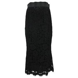 Saia midi de renda floral Dolce & Gabbana em algodão preto Preto