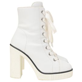 Botas de amarrar Giuseppe Zanotti em couro branco Branco Cru