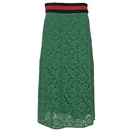 Gucci Renda Canelada Listrada Web em Algodão Verde Verde