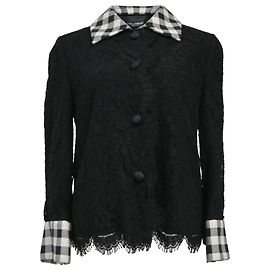 Dolce & Gabbana Hemd aus schwarzer Baumwolle mit Karokragen Schwarz