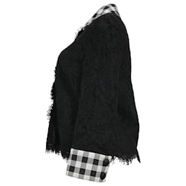 Dolce & Gabbana-Dolce & Gabbana Check Collar Lace Shirt in Black Cotton-Black