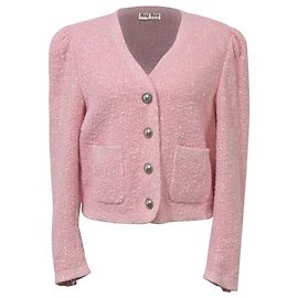 Miu Miu Tweed-Jacke aus rosa Wolle Braun Pink