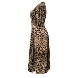Dolce & Gabbana-Dolce & Gabbana Ruffle-Trim A-Line Midi Dress in Animal Print Velvet-Other,Python print