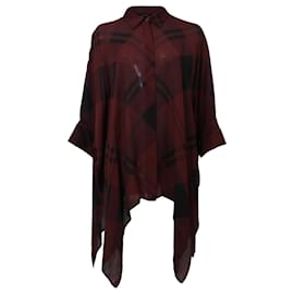 Gucci-Gucci Plaid Shirt in Red Silk-Red,Dark red