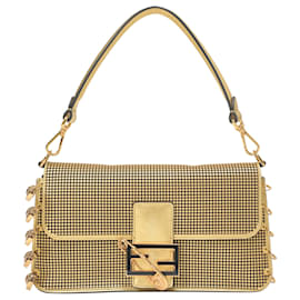 Fendi-Spilla Fendace Borsa Baguette in Pelle Dorata-D'oro