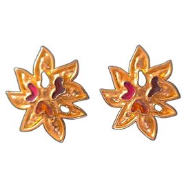 Autre Marque Boucles d'oreilles Edouard Rambaud Sunburst en métal doré et émail Multicolore Doré