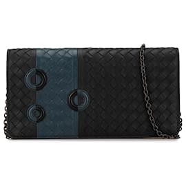 Bottega Veneta-Bottega Veneta Black Intrecciato Wallet On Chain-Black