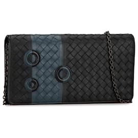 Bottega Veneta-Bottega Veneta Black Intrecciato Wallet On Chain-Black