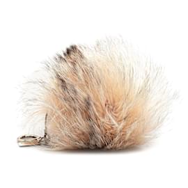 Fendi-Fendi Brown Monster Fur Pom-Pom Bag Charm-Brown,Beige