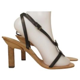 JIL SANDER Absatzsandalen Schwarz Hellbraun