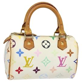 Louis Vuitton-LOUIS VUITTON Mini Speedy Borsa a Mano Multicolore Monogramma Bianca M92645 Auth 79012-Bianco