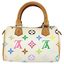 Louis Vuitton-LOUIS VUITTON Mini Speedy Borsa a Mano Multicolore Monogramma Bianca M92645 Auth 79012-Bianco