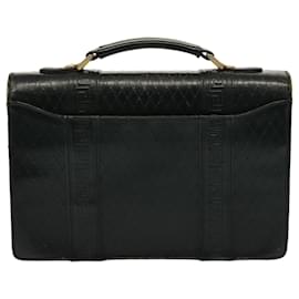 Versace-Bolsa de mão em couro preto VERSACE Auth ac3107-Preto