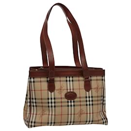 Autre Marque-Sac à épaule Burberrys Nova Check en PVC cuir beige Auth bs15476-Beige