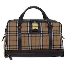 Autre Marque-Burberrys Nova Check Boston Bag Canvas Brown Beige Auth ki4621-Brown,Beige