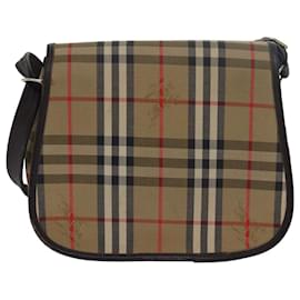 Autre Marque-Burberrys Nova Check Schultertasche aus Canvas Dunkelbraun Auth 79633-Braun,Dunkelbraun