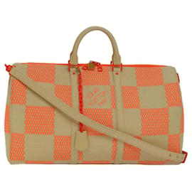 Louis Vuitton-LOUIS VUITTON Damier Giant Keepall Bandouliere 50 Bag Beige M57419 Auth 78074S-Beige