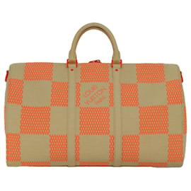 Louis Vuitton-LOUIS VUITTON Damier Giant Keepall Bandouliere 50 Bag Beige M57419 Auth 78074S-Beige