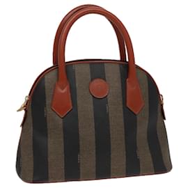 Fendi-Borsa a mano in tela Pecan FENDI marrone nero Auth 79555-Marrone,Nero