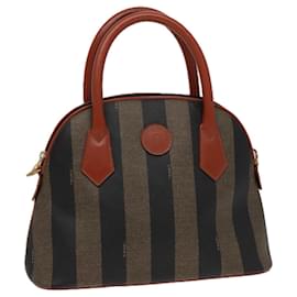 Fendi-Sac à main en toile Pecan FENDI marron noir Auth 79555-Marron,Noir