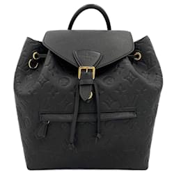 Louis Vuitton-Montsouris PM Charm en cuir empreinte noir à 2 façons-Noir