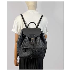 Louis Vuitton-Montsouris PM Charm en cuir empreinte noir à 2 façons-Noir