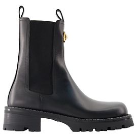 Botinhas Botas de Tornozelo - Versace - Couro - Preto Preto