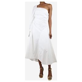 Ulla Johnson-White one-shoulder gathered cotton-poplin midi dress - size UK 6-White