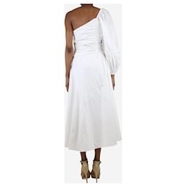 Ulla Johnson-White one-shoulder gathered cotton-poplin midi dress - size UK 6-White
