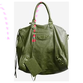 Balenciaga-Red perforated City bag-Red