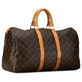 Louis Vuitton-Louis Vuitton Keepall 45 Monograma Marrón-Castaño