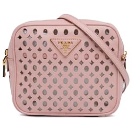 Prada-Prada Pink Perforated Saffiano Crossbody-Pink