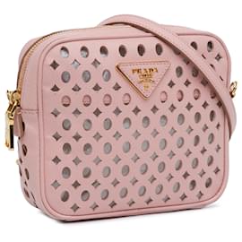 Prada-Prada Pink Perforated Saffiano Crossbody-Pink