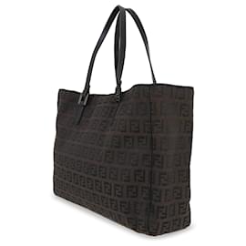 Fendi-Fendi Brown Zucchino Canvas Tote-Brown,Dark brown