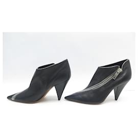 Céline-CELINE SHOES ZIP PUMPS 37 LEATHER 322053NZPC BLACK-Black