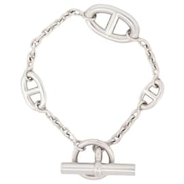 Hermès-BRACCIALE HERMES FARANDOLE H104567B CATENA ANCORATA 17 CM ARGENTO 925 26GR BRACCIALETTO-Argento