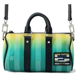 Louis Vuitton-Sac à main Keepall XS Damier Stripe de Louis Vuitton-Vert,Jaune