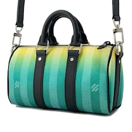 Louis Vuitton-Borsa a mano Keepall XS Louis Vuitton Damier Stripe-Verde,Giallo