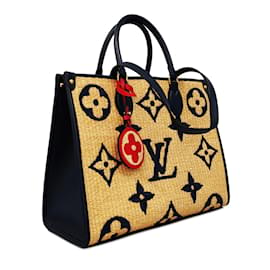 Louis Vuitton-Borsa Louis Vuitton Monogram Raffia Giant On The Go MM in blu-Blu