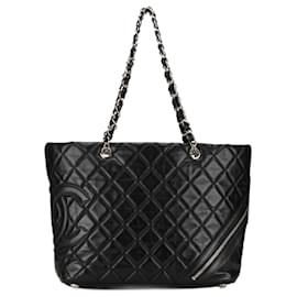 Chanel-Borsa a mano Chanel Coco Mark Cambon con catena nera e argento-Nero,Argento