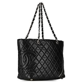 Chanel-Borsa a mano Chanel Coco Mark Cambon con catena nera e argento-Nero,Argento