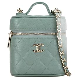 Chanel-Borsa a spalla Chanel Matelassé Coco Mark in pelle caviar verde-Verde