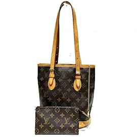 Louis Vuitton-Louis Vuitton Monogram Petit Bucket Schultertasche-Braun