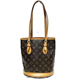 Louis Vuitton-Louis Vuitton Monogram Petit Bucket Schultertasche-Braun