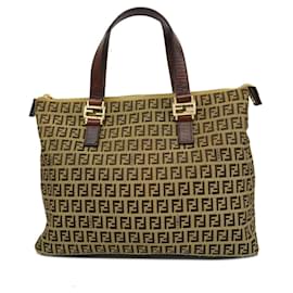 Fendi-Fendi Brown Zucchino Nylon Canvas Tote Bag for Women-Brown