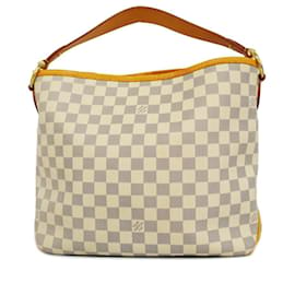 Louis Vuitton-Sac à main épaule Louis Vuitton Damier Azur Delightful PM-Rose,Blanc,Autre