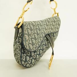 Christian Dior-Christian Dior Trotter Saddle Bag - Navy Canvas-Navy blue