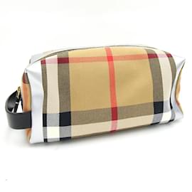 Burberry-Burberry Nova Check Men's Pouch - Beige, Silver, Black-Black,Silvery,Beige
